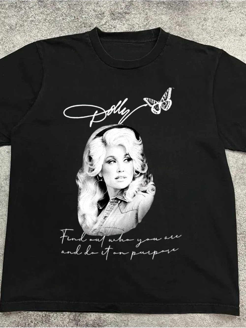 Gildan Black Women's Tee with White Portrait Graphic